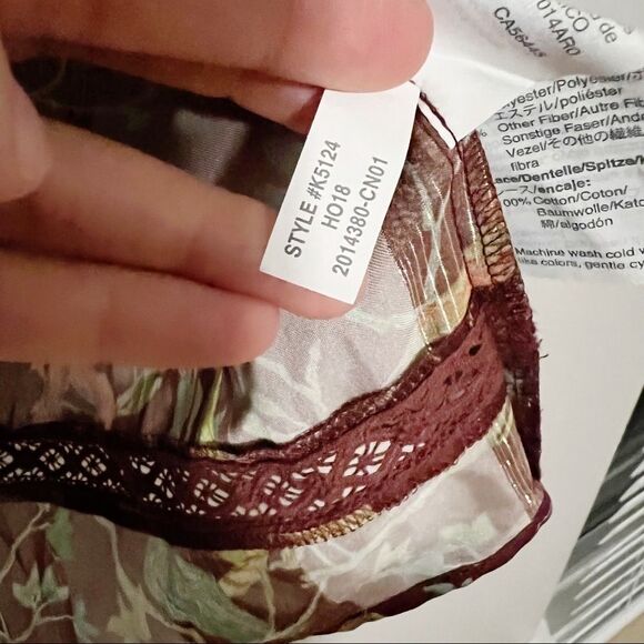 J. Crew Point Sur Menagerie Ruffle Popover Top sz S Floral bird print brown - Picture 7 of 7